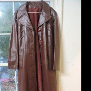 Trench coat leather jacket red women's sz Small